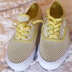Vans mesh yellow green platform sneakers